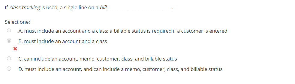 If class tracking is used, a single line on a