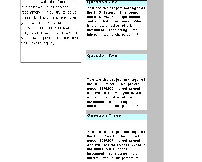 that deal with the future and Question One