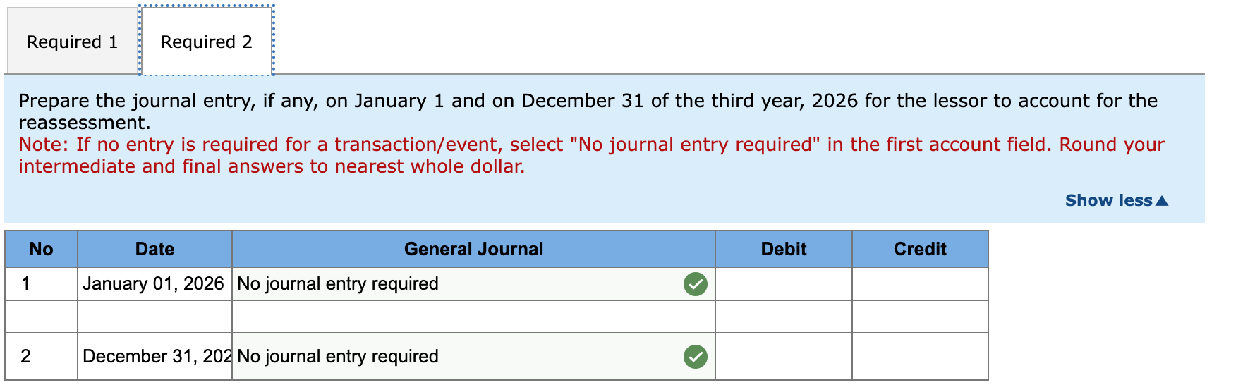 Required 1 Required 2 Prepare the journal entry,