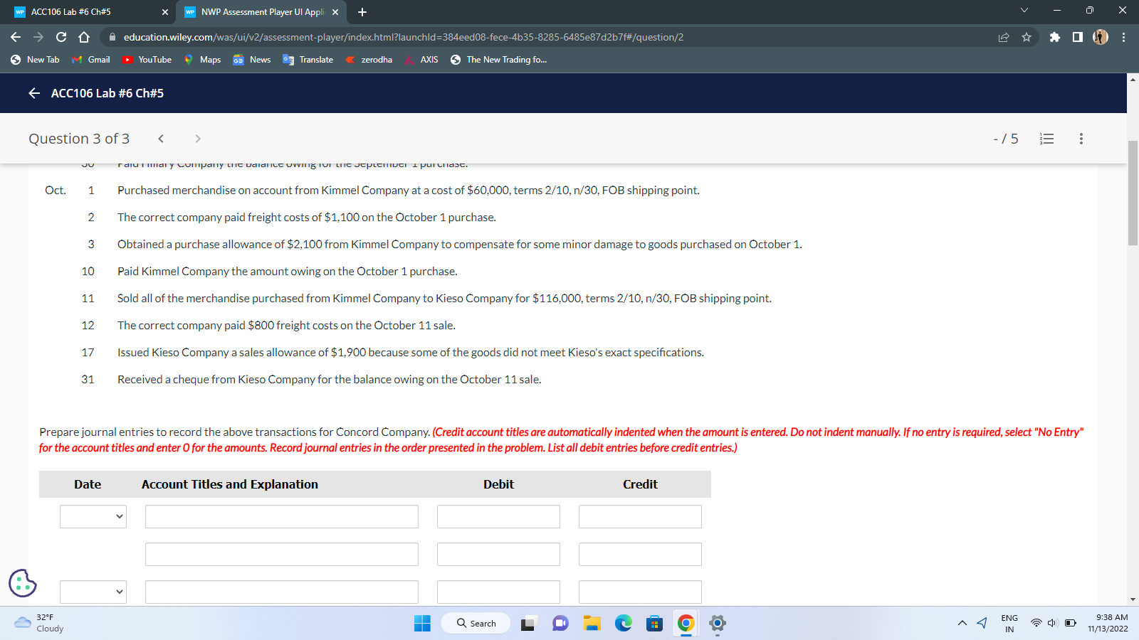 WP ACC106 Lab #6 Ch#5 X WP NWP Assessment Player