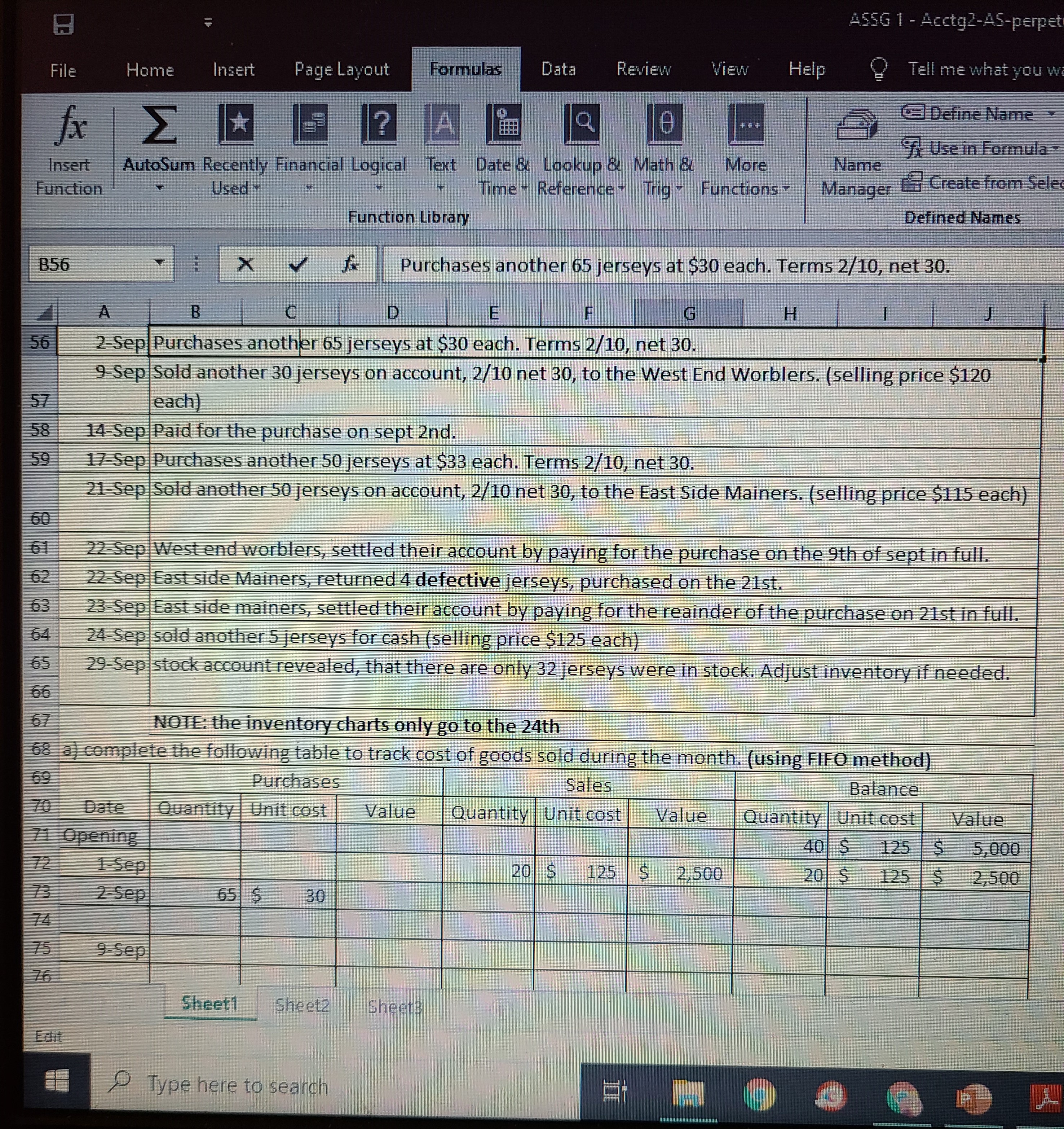 For the Perpetual Inventory system, How to input