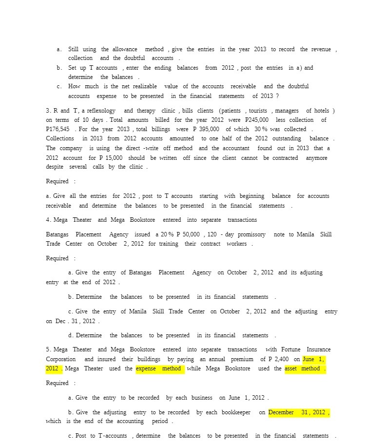 a. Still using the allowance method , give the