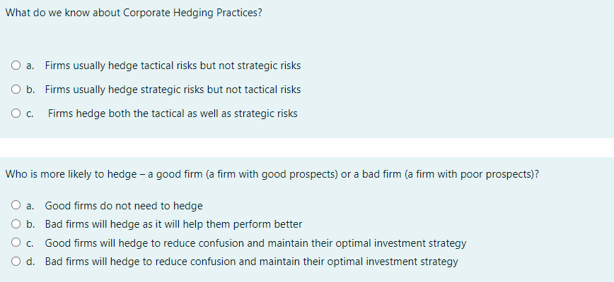 What do we know about Corporate Hedging