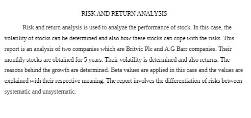 RISK AND RETURN ANALYSIS Risk and return analysis