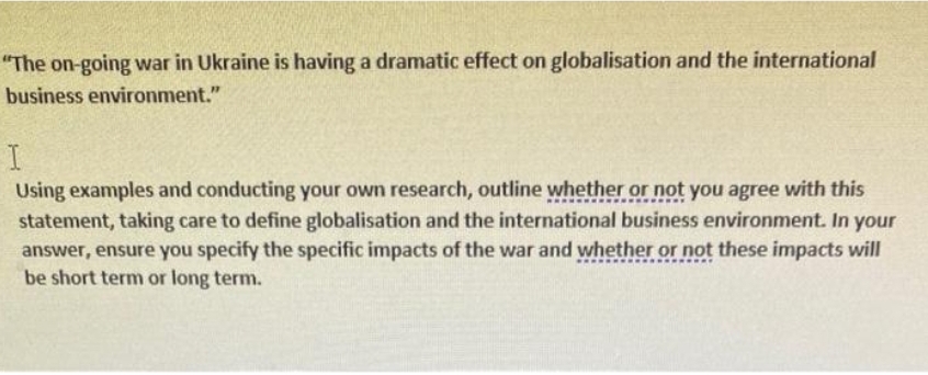 "The on-going war in Ukraine is having a dramatic