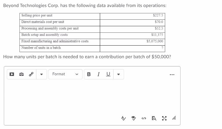Question Beyond Technologies Corp. has the