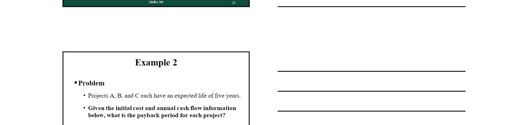 Example 2 ' Problem ' Projects A, B,