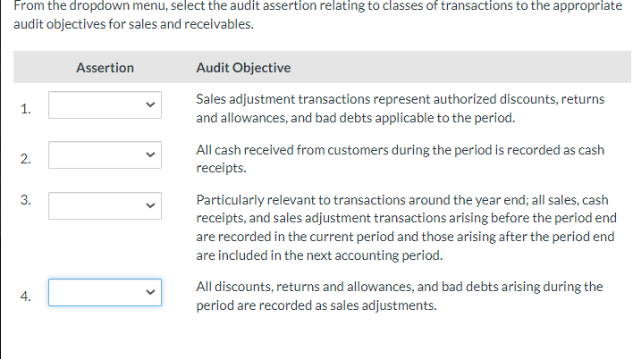 From the dropdown menu, select the audit