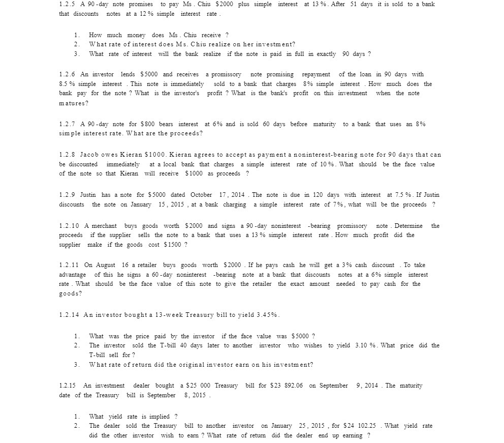 1.2.5 A 90day note promises to pay MsChiu $2000