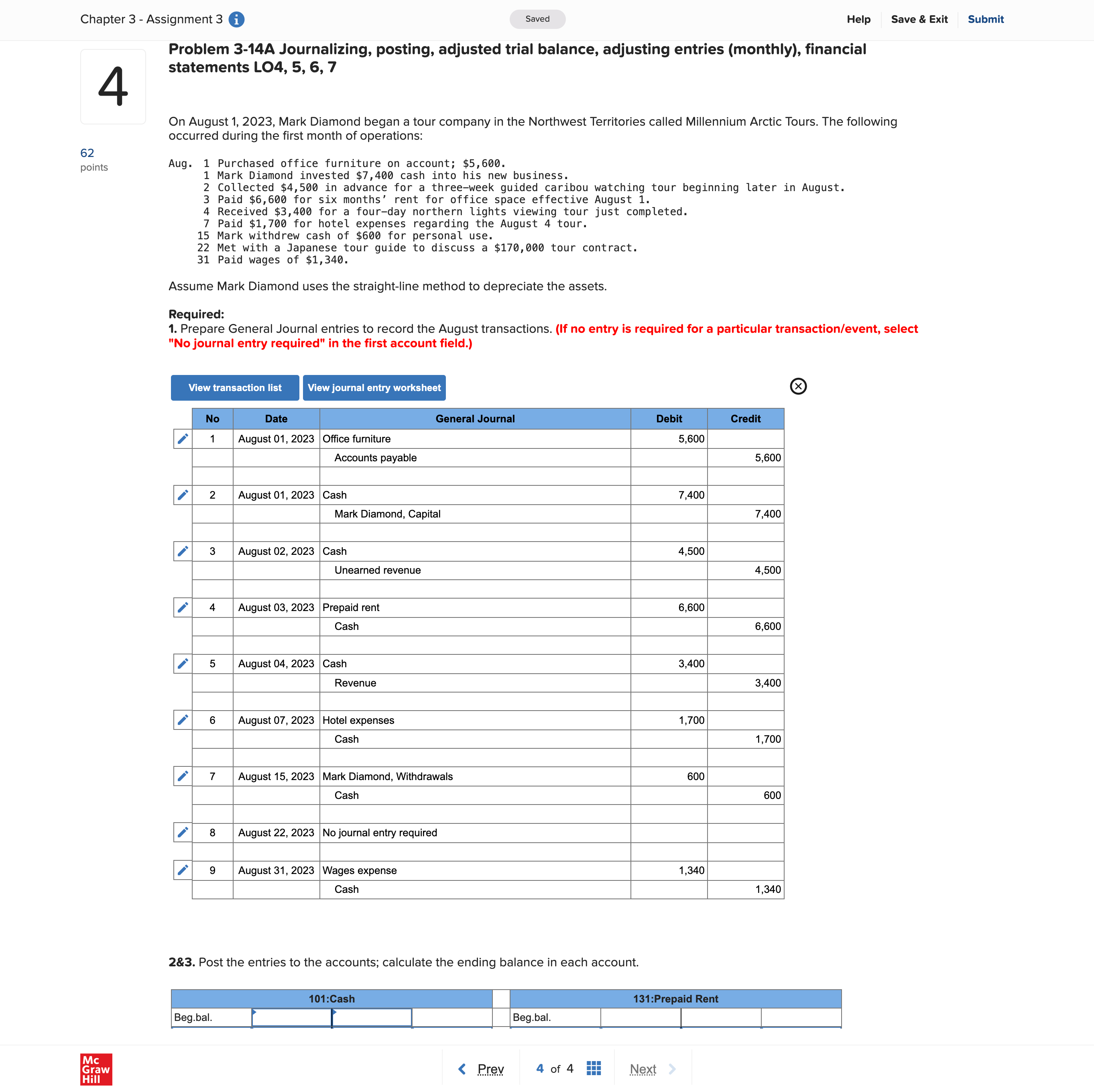 Chapter 3 - Assignment 3 } Saved Help Save & Exit