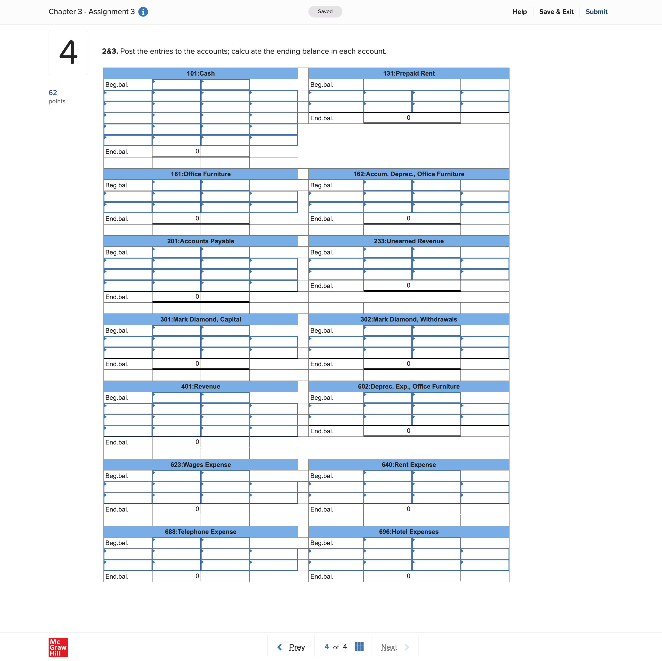 Chapter 3 - Assignment 3 } Saved Help Save & Exit