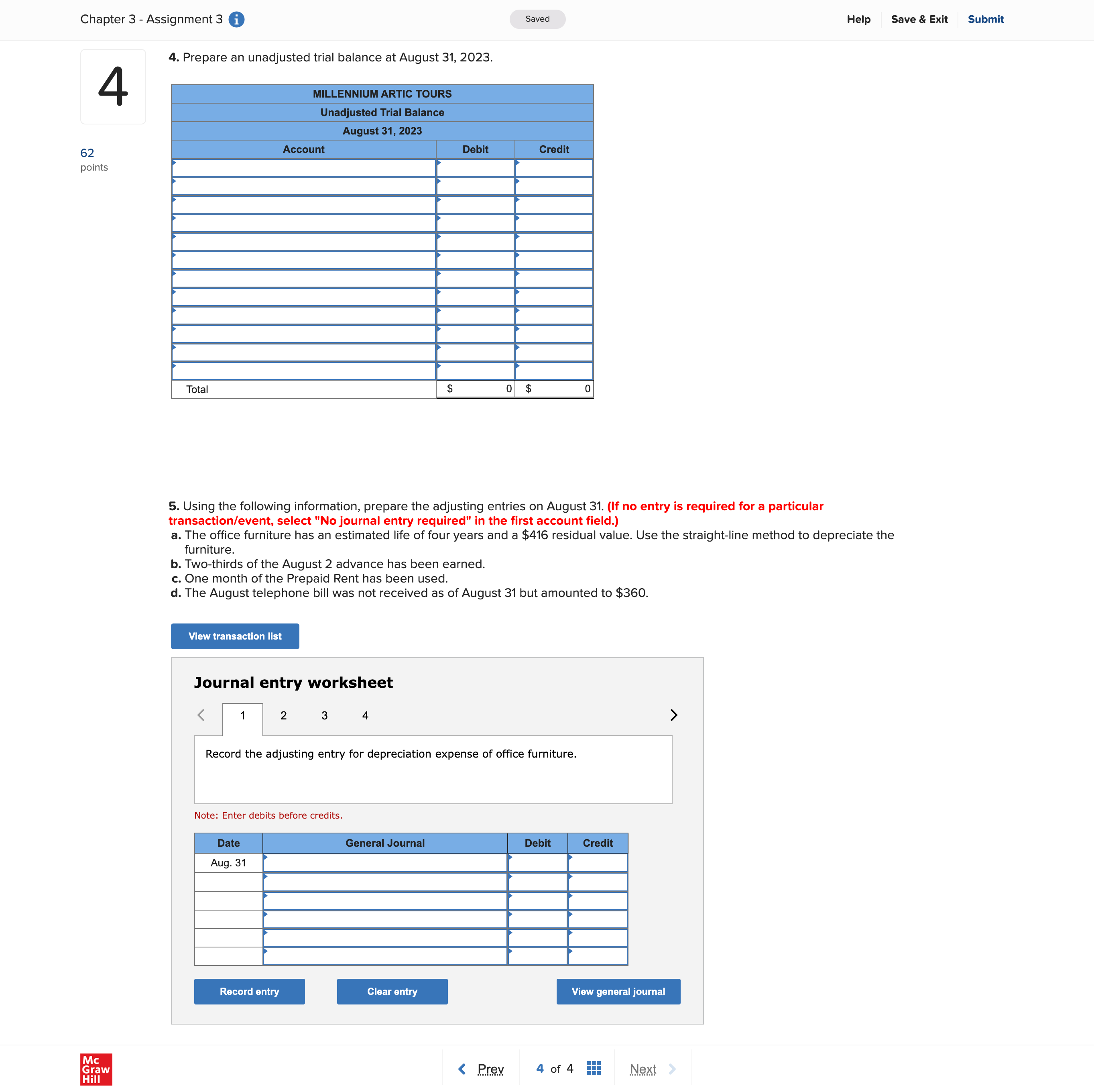 Chapter 3 - Assignment 3 } Saved Help Save & Exit
