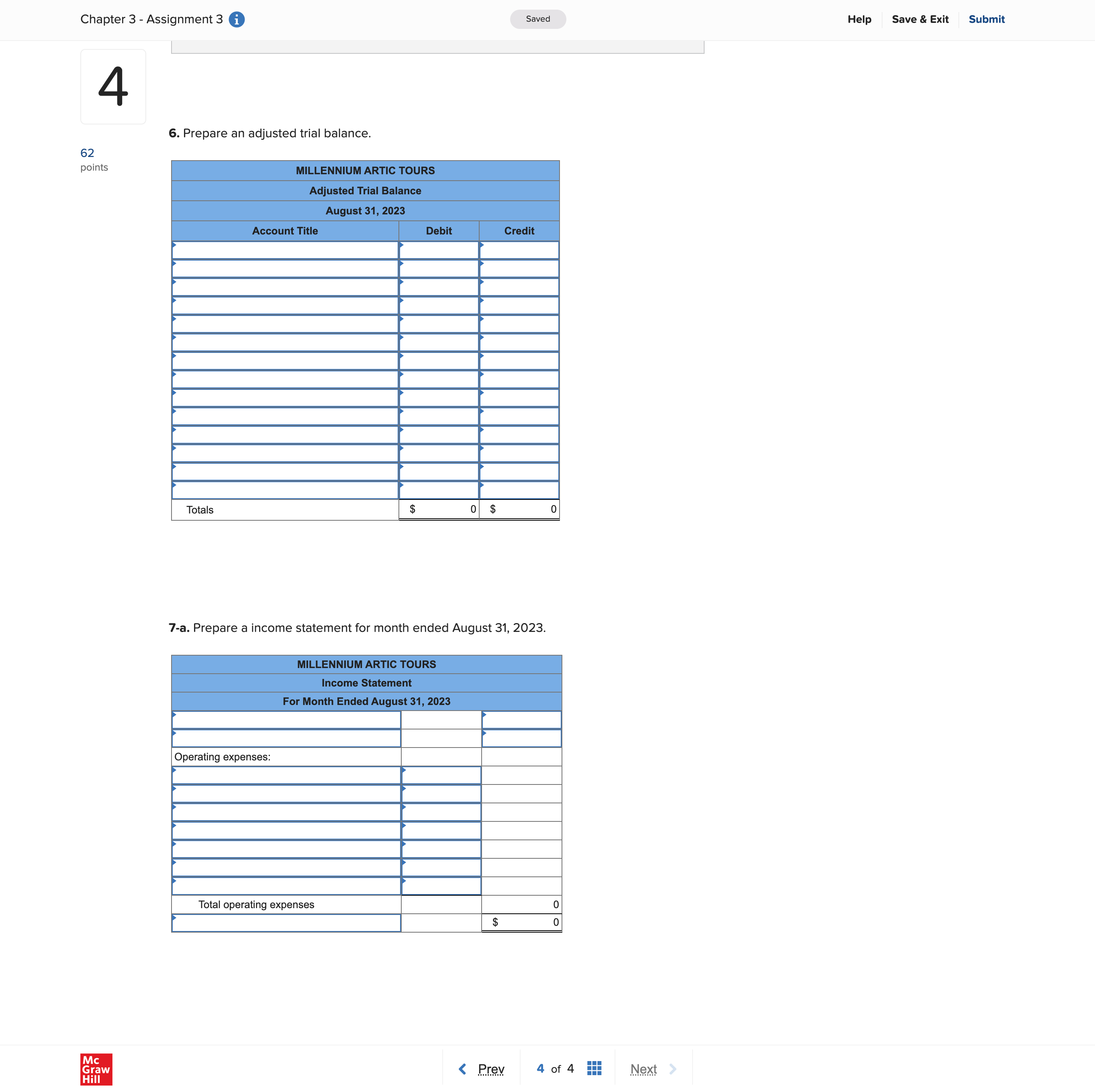 Chapter 3 - Assignment 3 } Saved Help Save & Exit