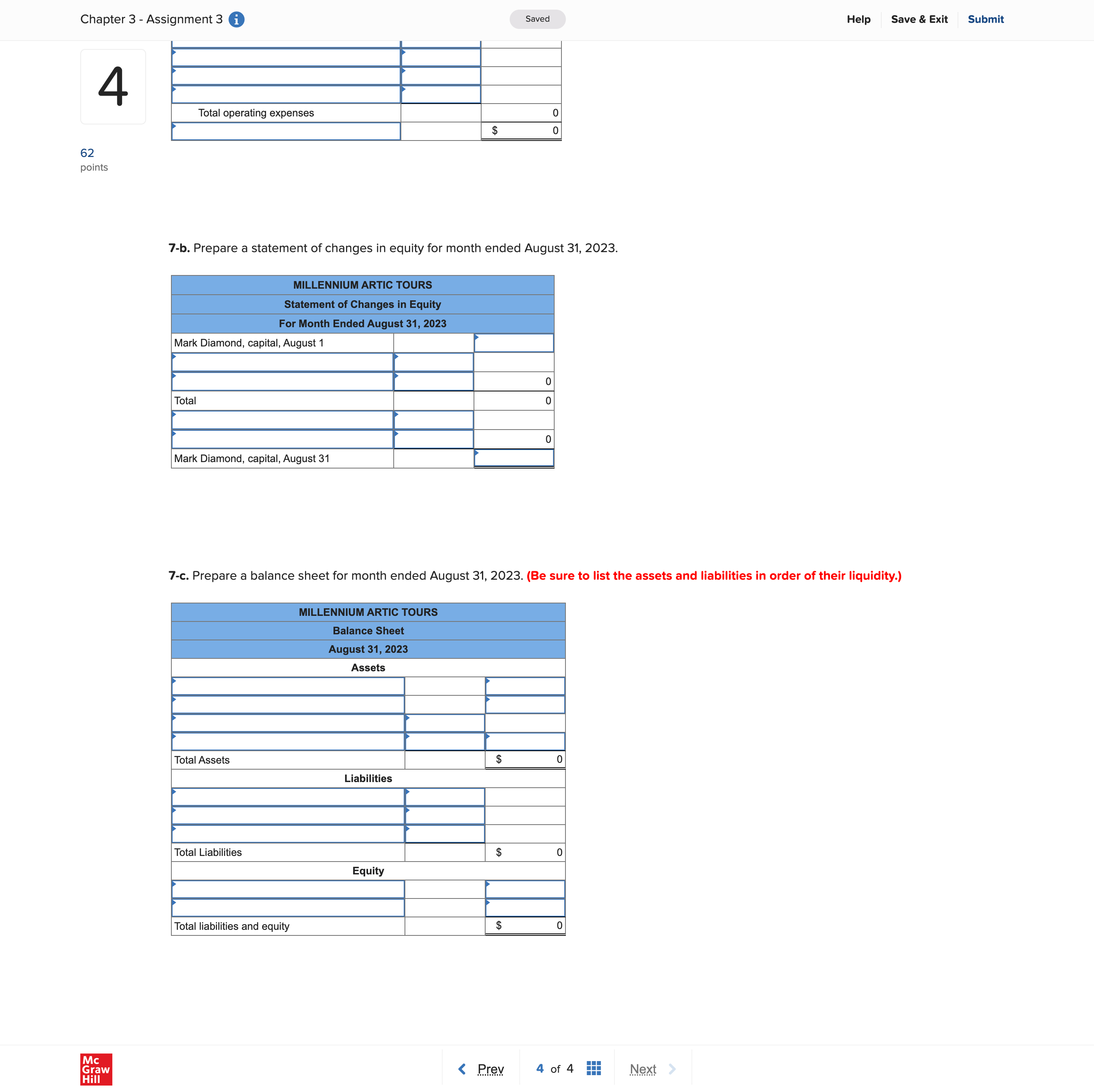 Chapter 3 - Assignment 3 } Saved Help Save & Exit