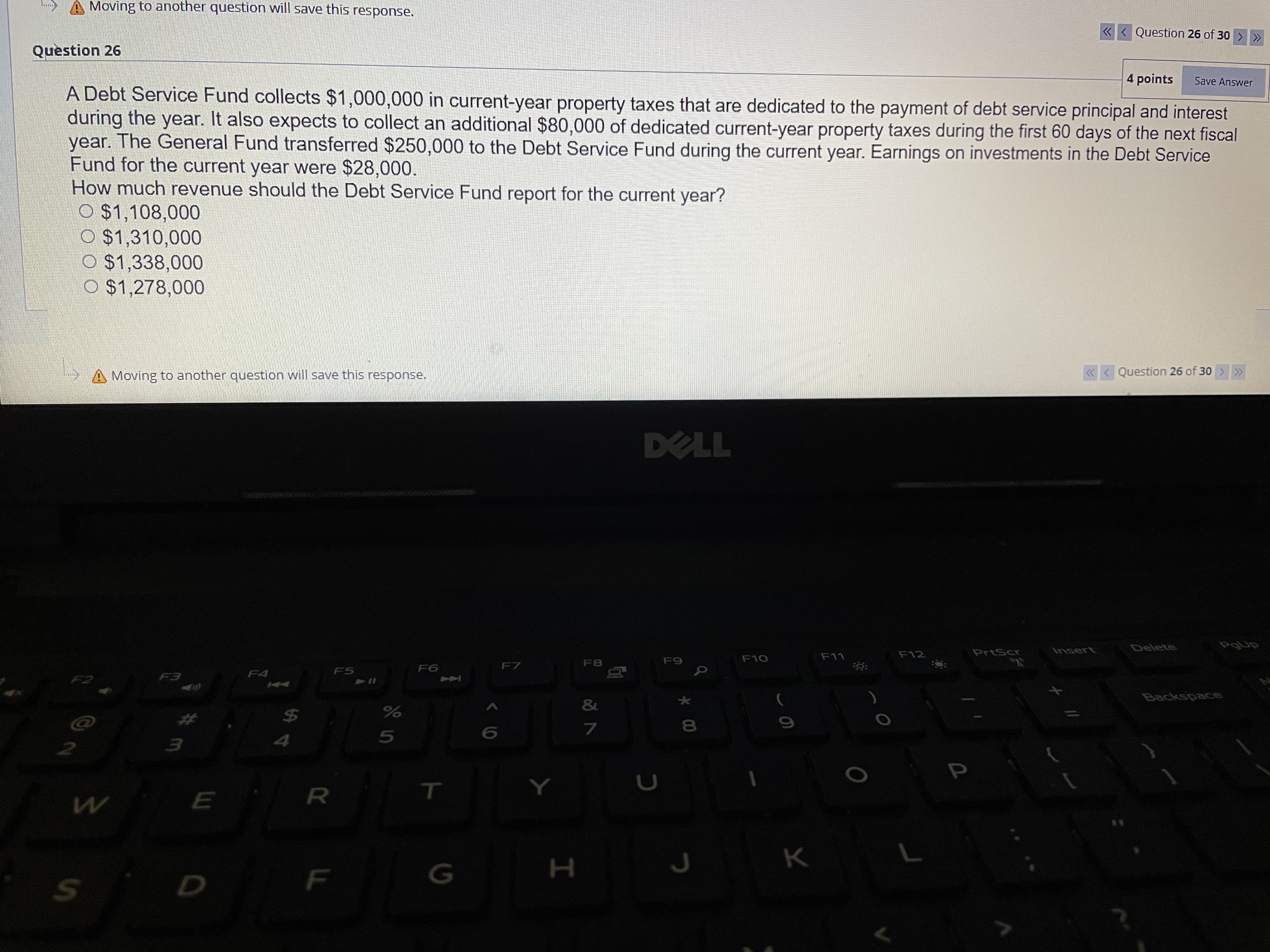 Moving to another question will save this