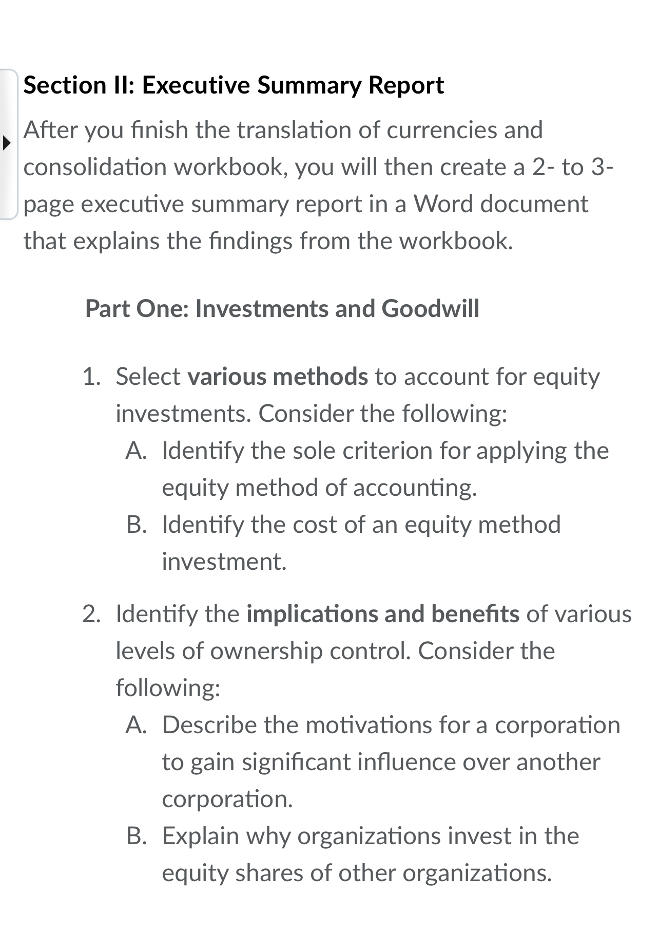 Section Il: Executive Summary Report ) After you