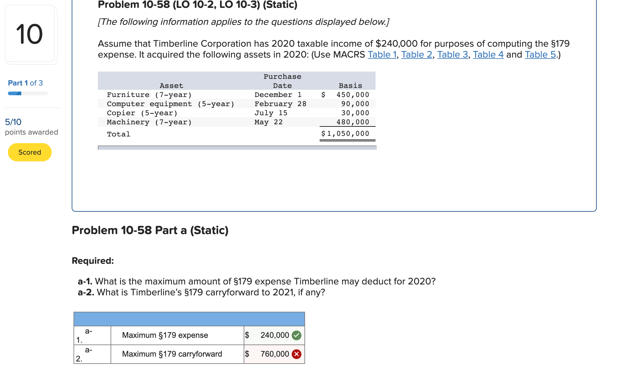 please answer Problem 10-58 (LO 10-2, LO 10-3)