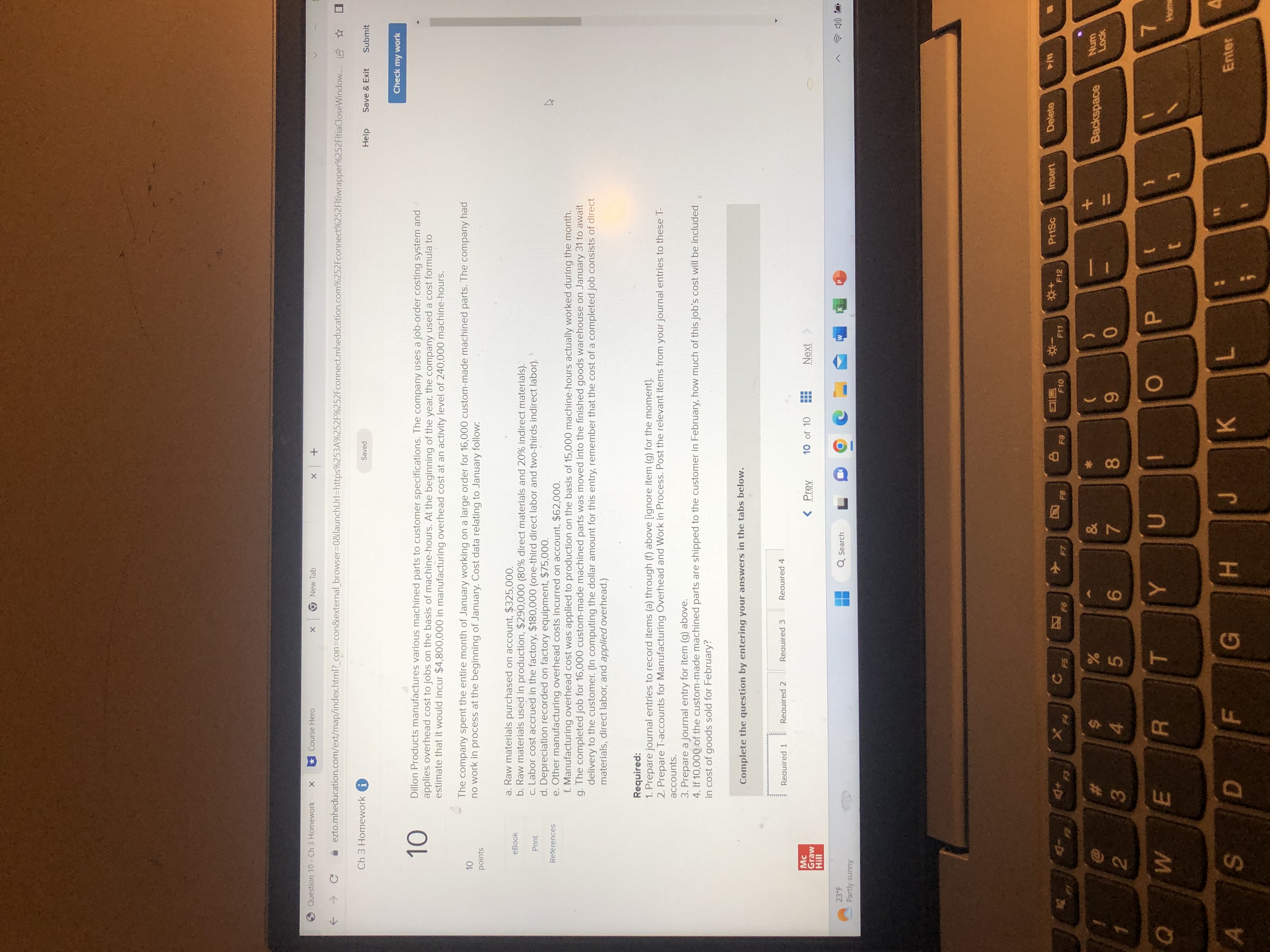 Question 10 . Ch 3 Homework - X Course Hero x New