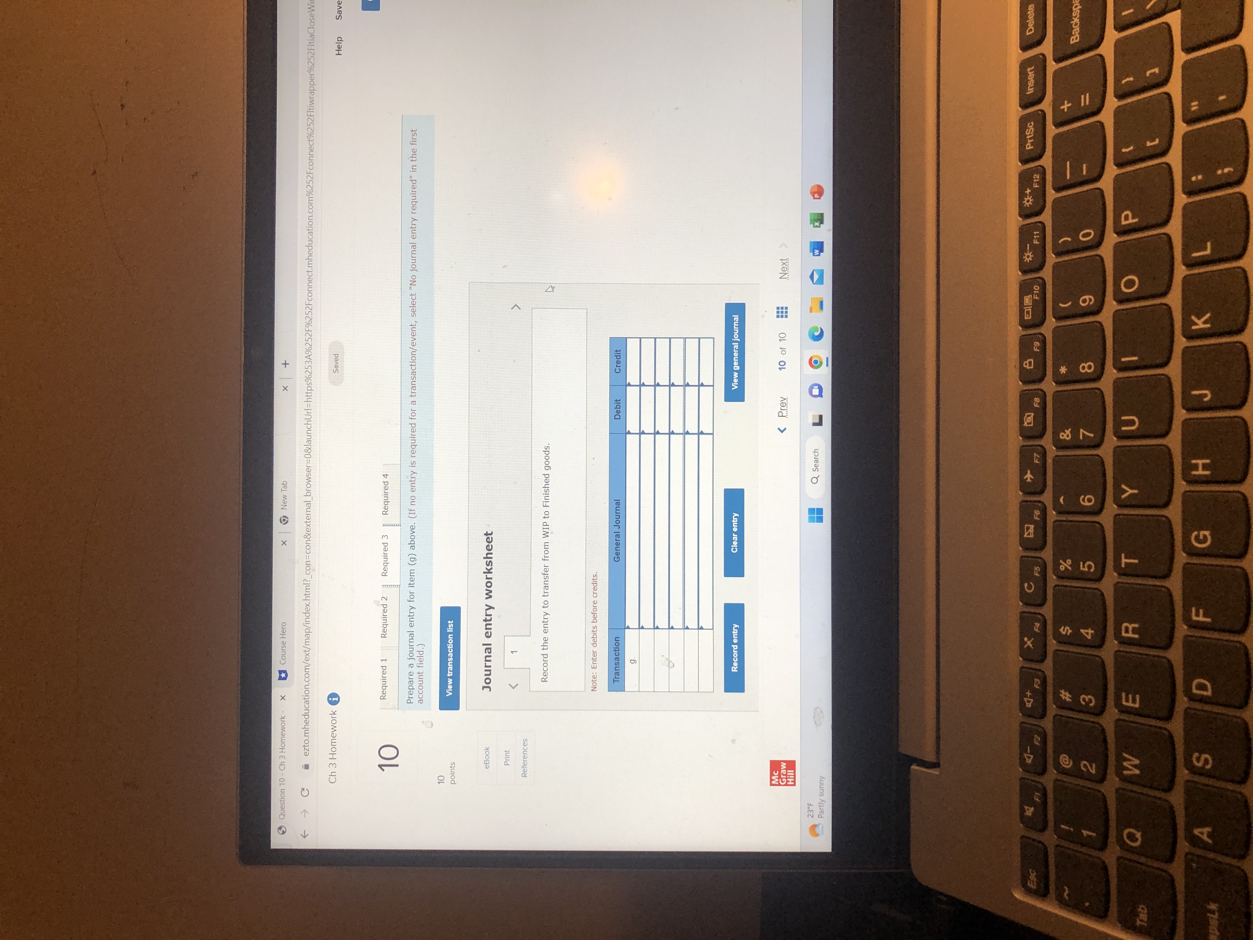 Question 10 . Ch 3 Homework - X Course Hero x New