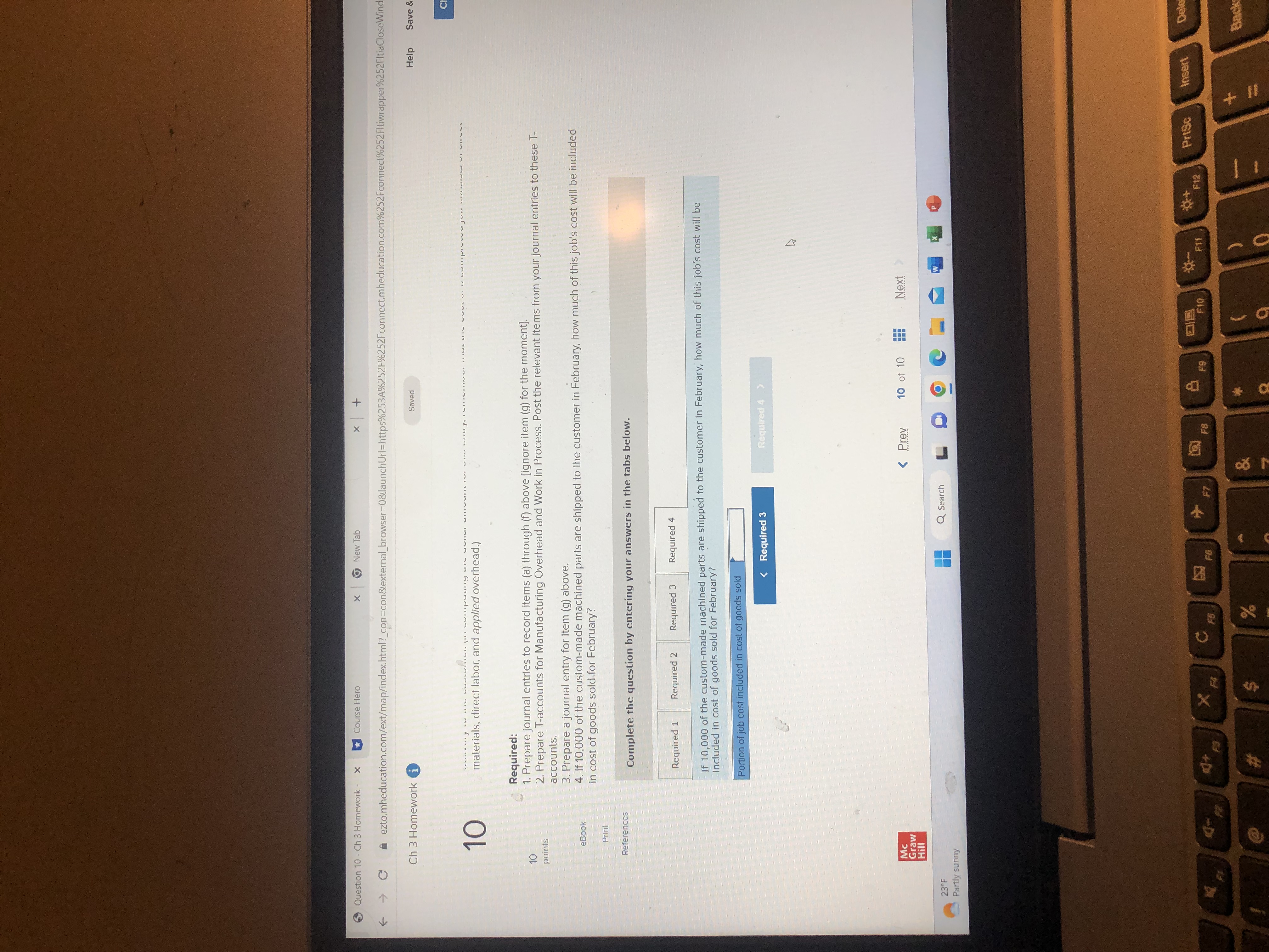 Question 10 . Ch 3 Homework - X Course Hero x New