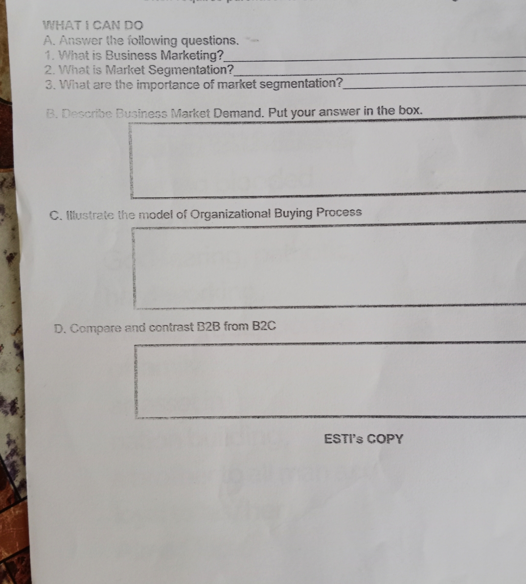 answer correctly WHAT I CAN DO A. Answer the