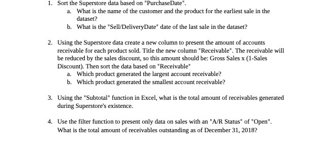 1. Sort the Superstore data based on