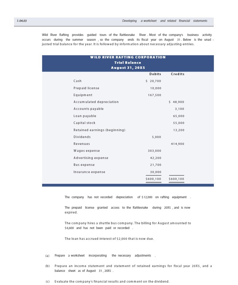 1-04.03 Developing a worksheet and related