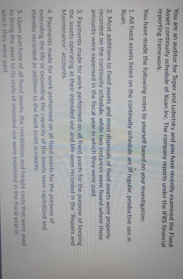 plz help me You are an auditor for Teper and