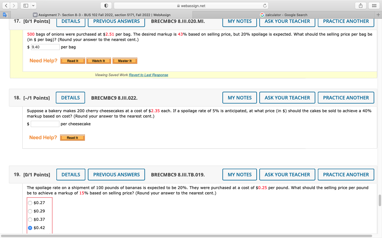 < > I v webassign.net C W Assignment 7- Section