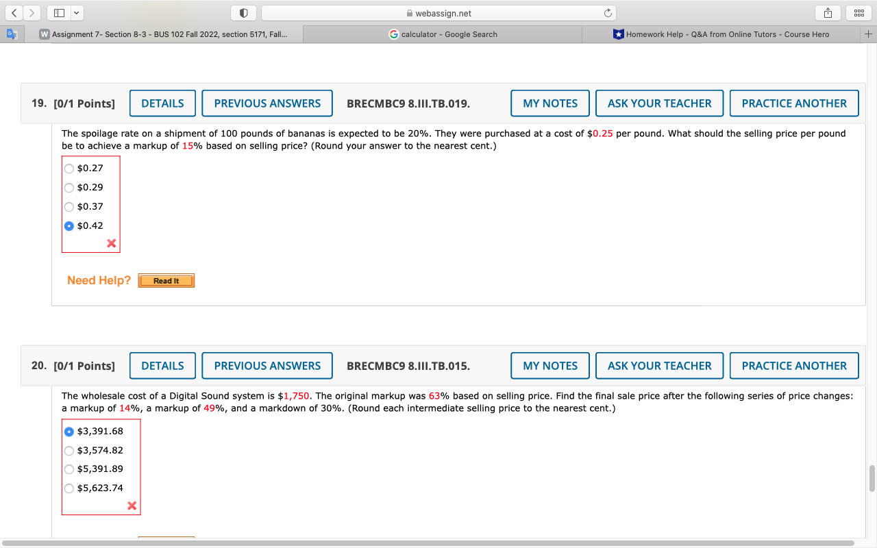 < > I v webassign.net C W Assignment 7- Section