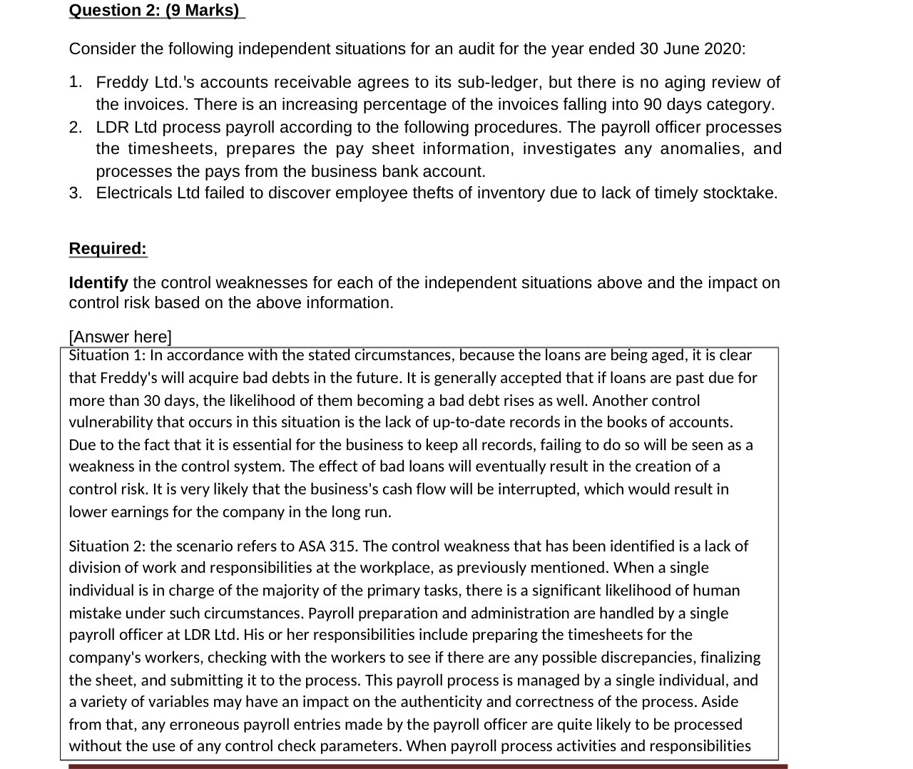 Question 2: (9 Marks) Consider the following