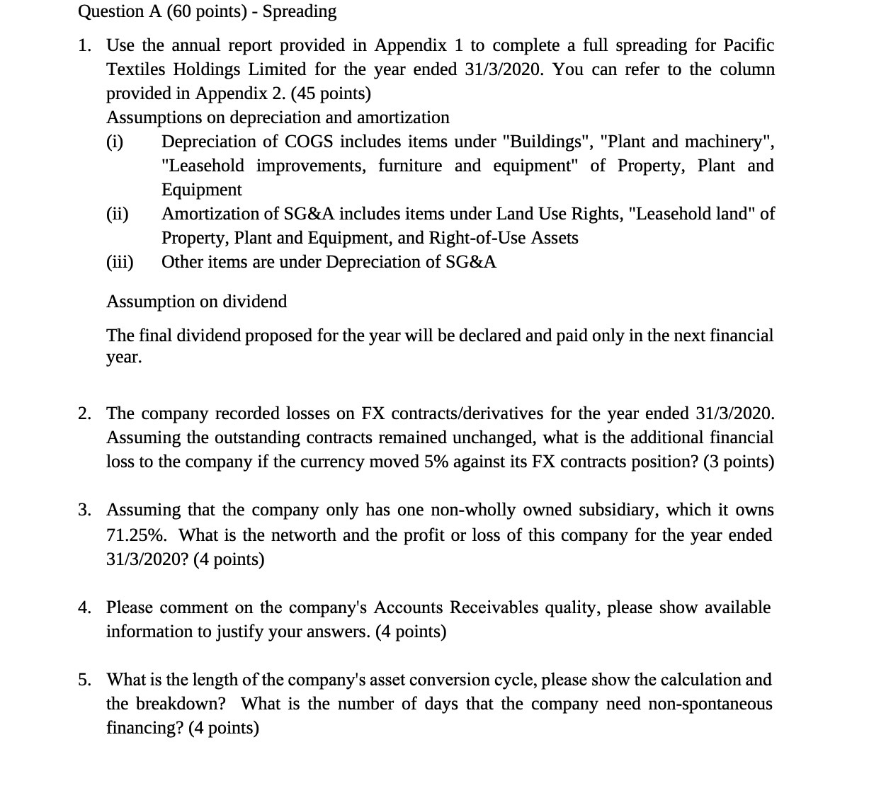 Question A (60 points) - Spreading 1. Use the