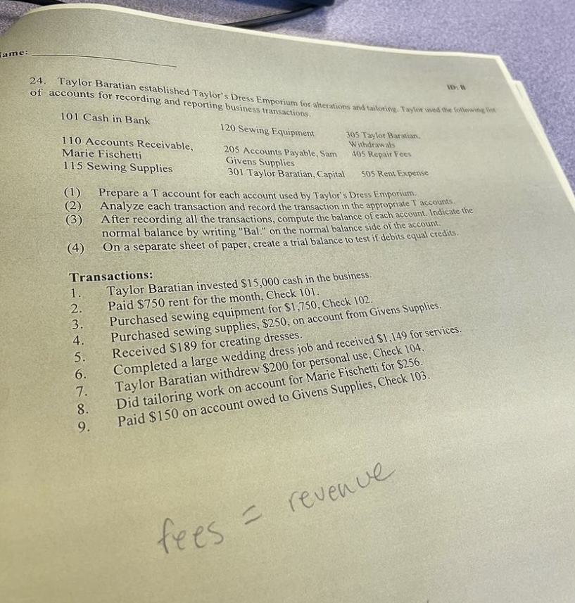 Could you help me to answer this T account