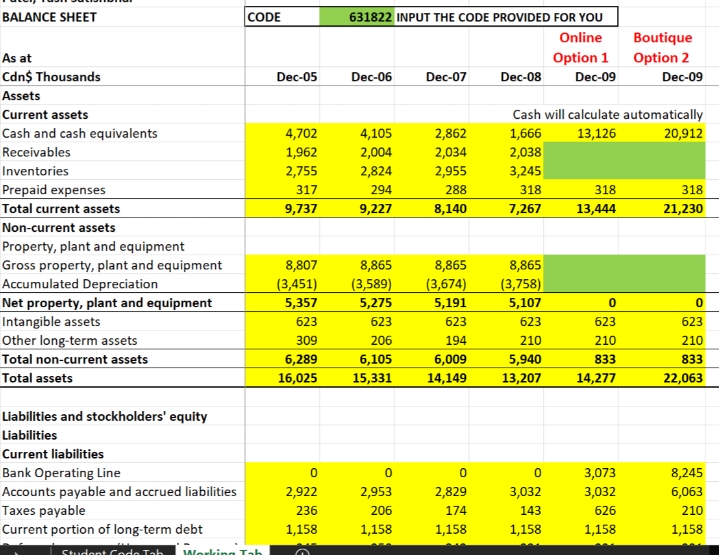 Can you help me with this? BALANCE SHEET CODE
