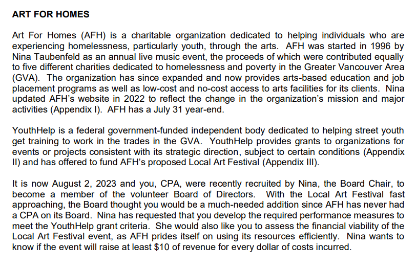 Case study: APPENDIX I INFORMATION FROM AFH