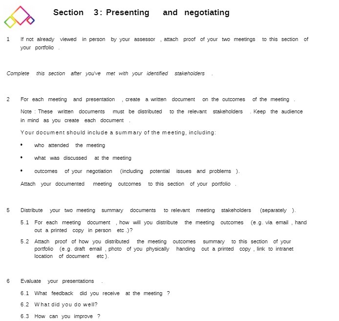 Section 3: Presenting and negotiating 1 If not