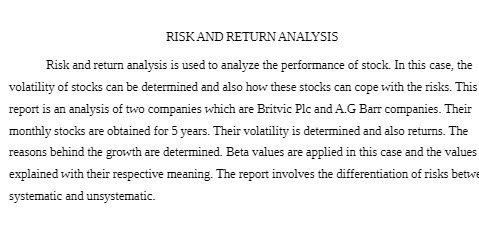 RISKAND RETURN ANALYSIS Risk and return analysis
