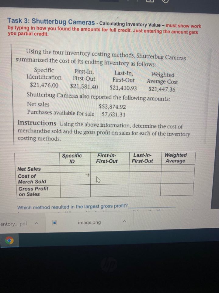 Task 3: Shutterbug Cameras - Calculating
