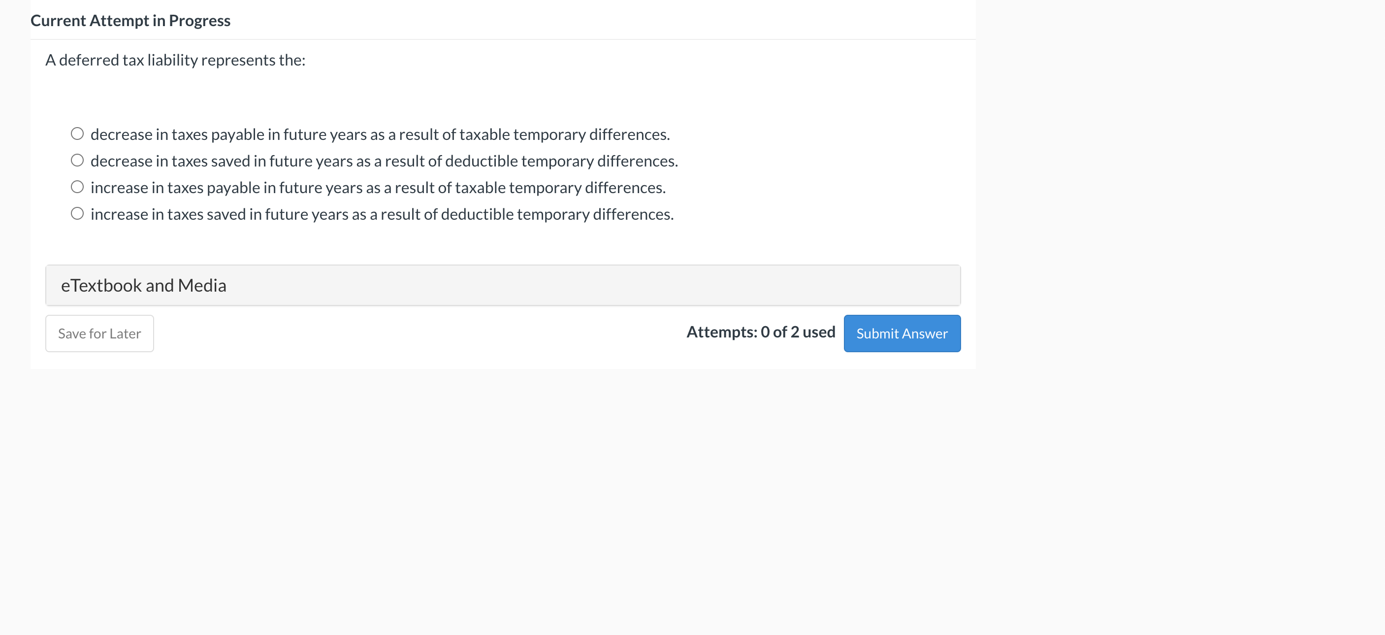 Current Attempt in Progress A deferred tax