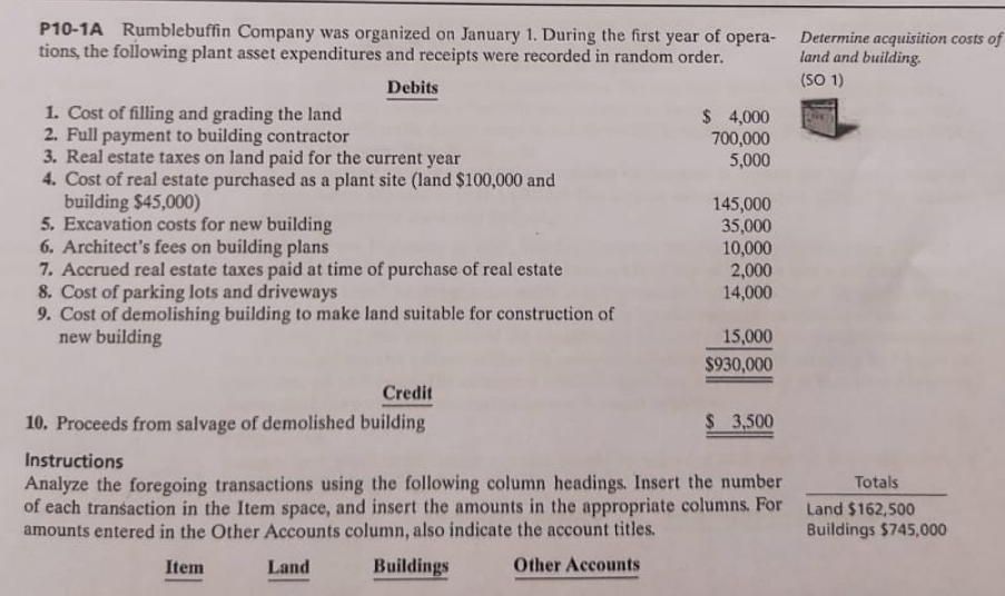 accounting P10-1A Rumblebuffin Company was