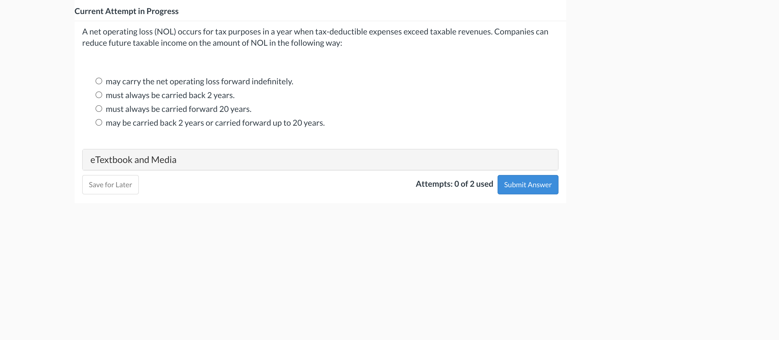 Current Attempt in Progress A deferred tax
