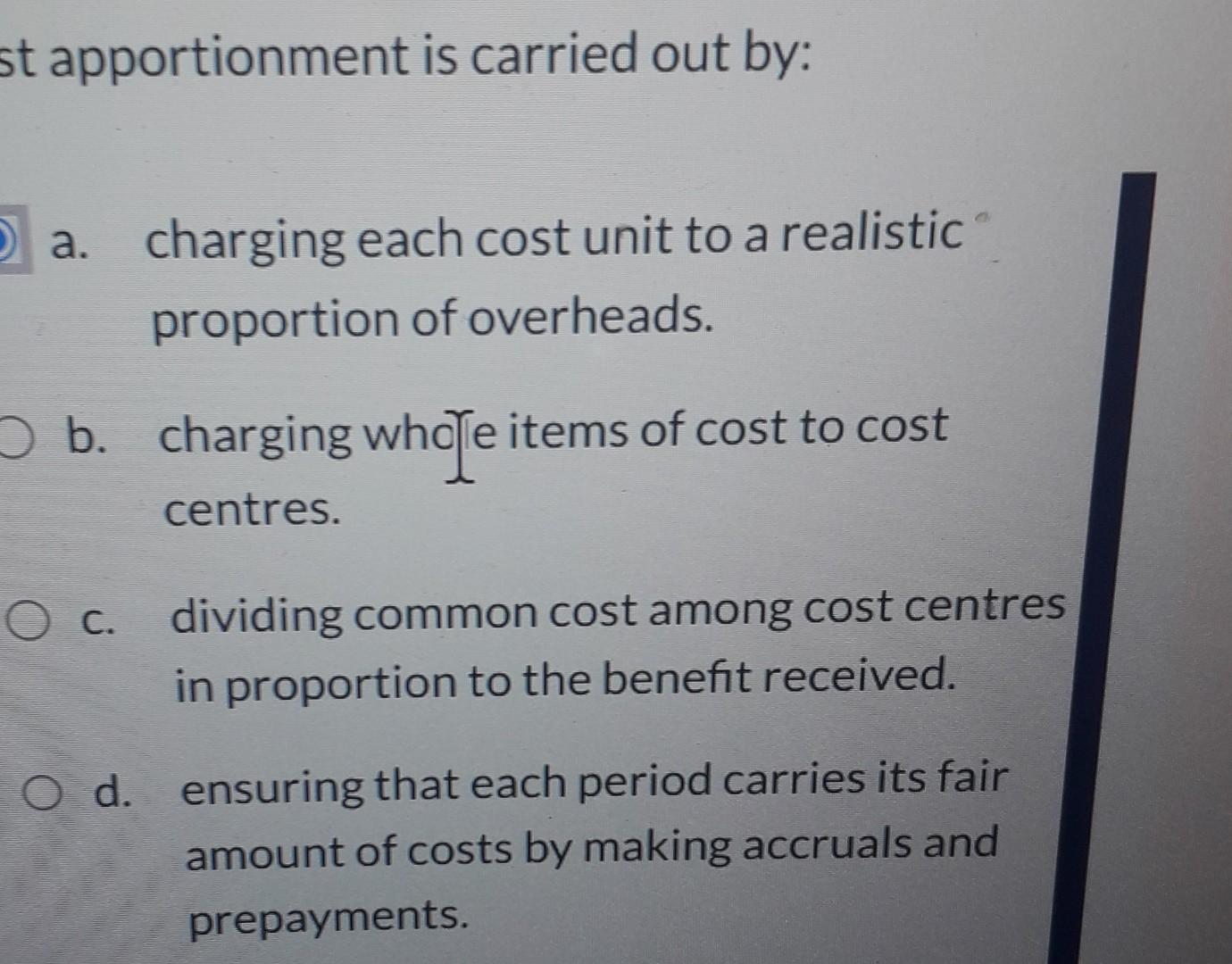 6 st apportionment is carried out by: a. charging