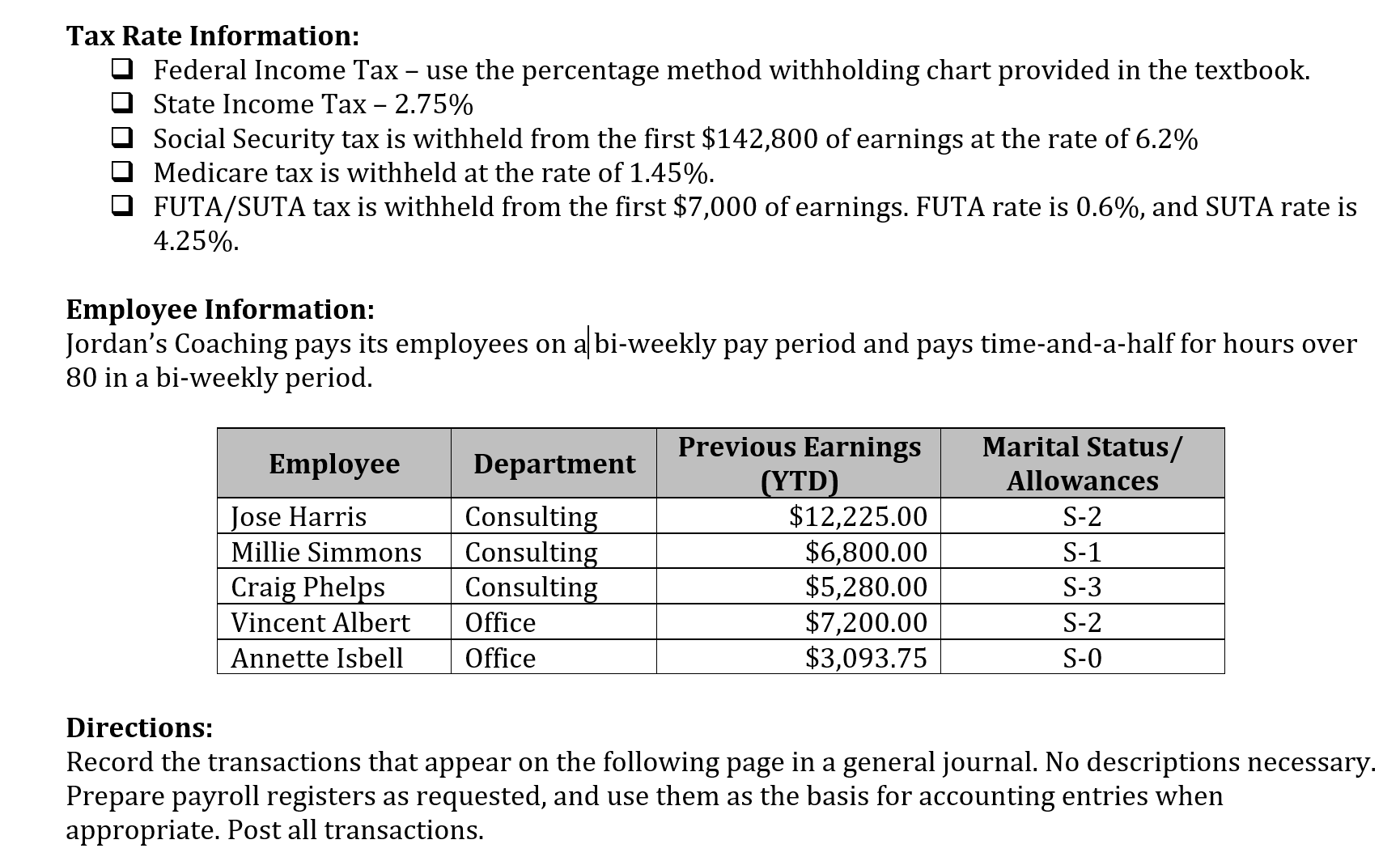 Please help with completing payroll registers