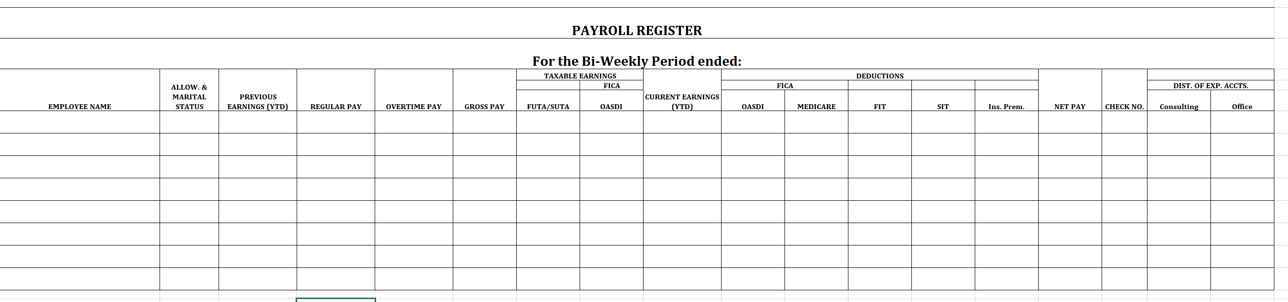 Please help with completing payroll registers