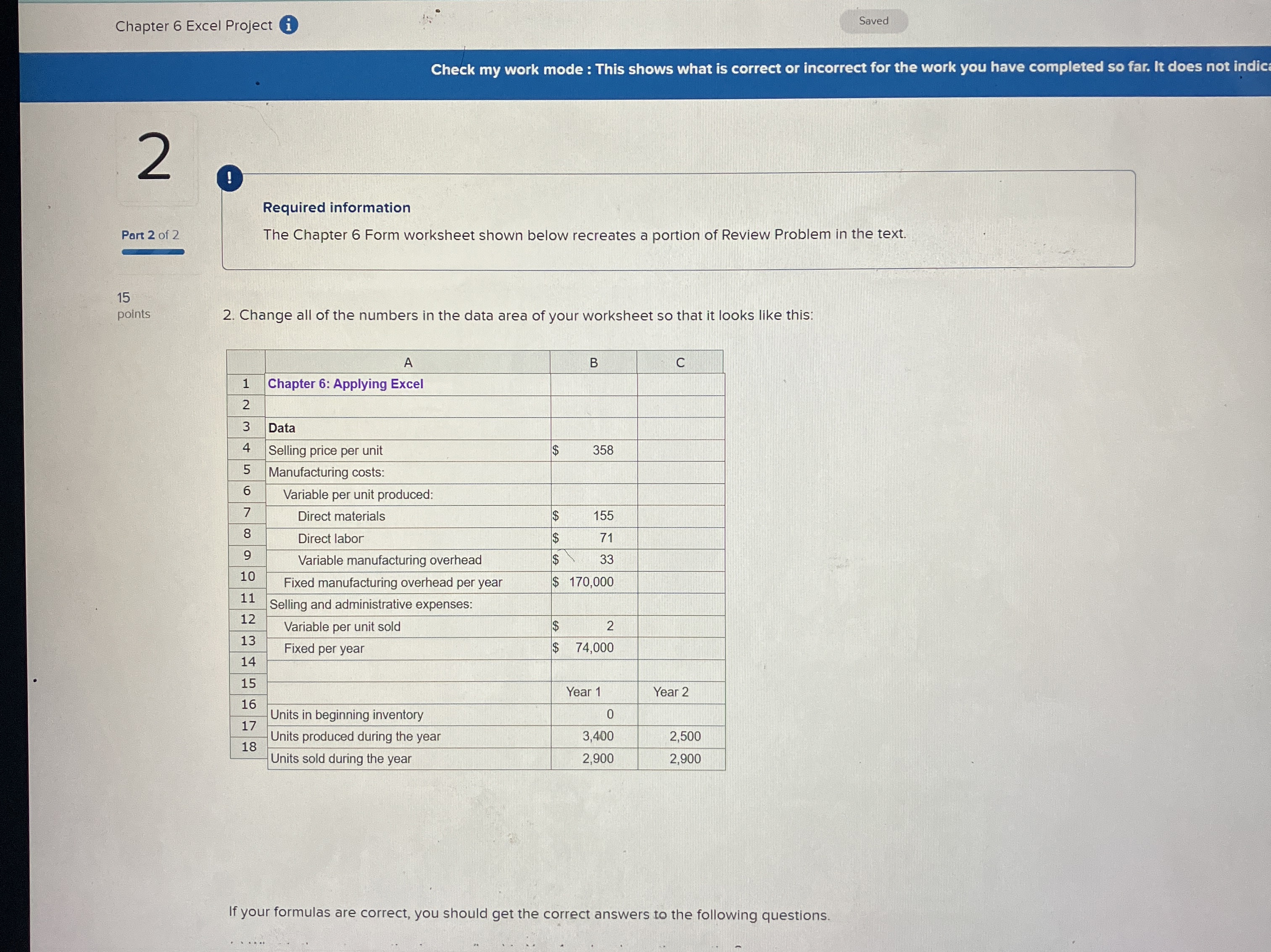 Required information The Chapter 6 Form worksheet