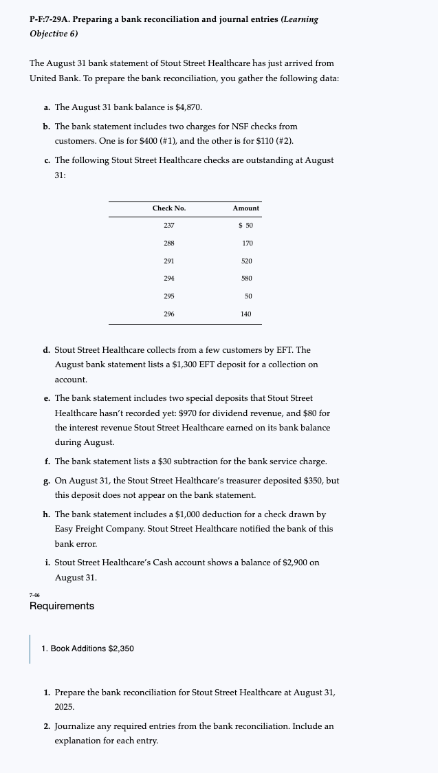P - F: 7 - 2 9 A . Preparing a bank