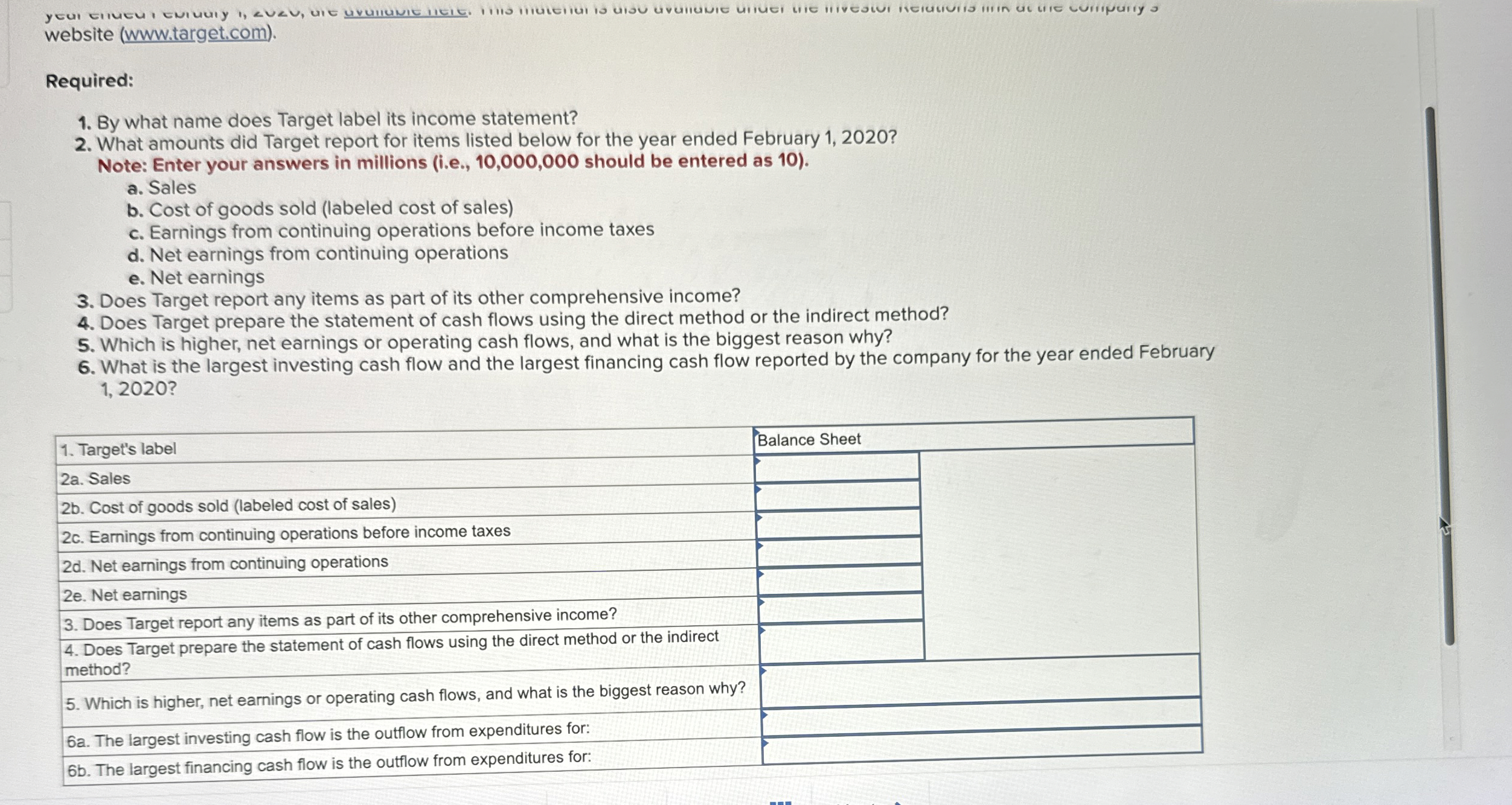 website ( www . target.com ) . Required: By what