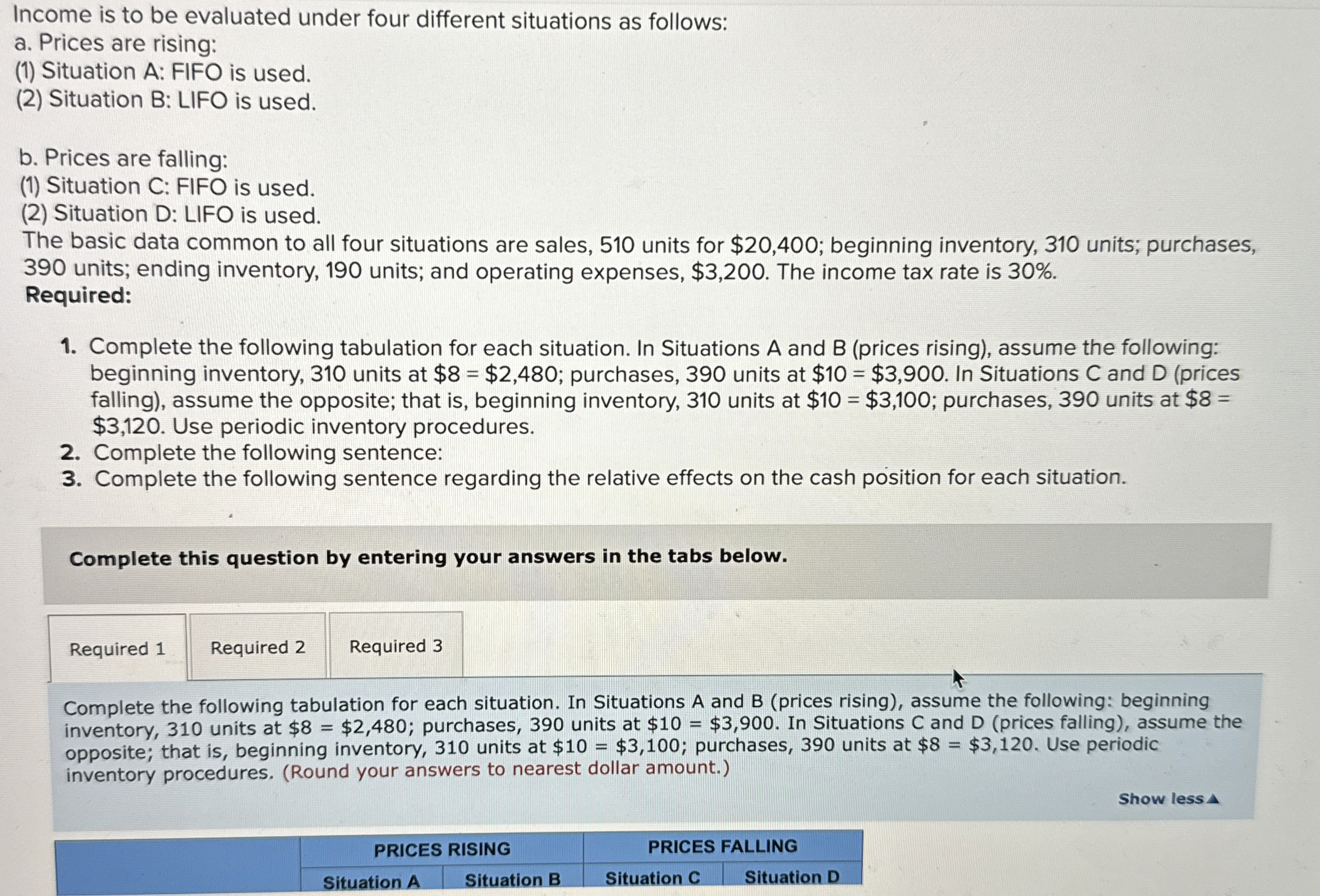 Income is to be evaluated under four different
