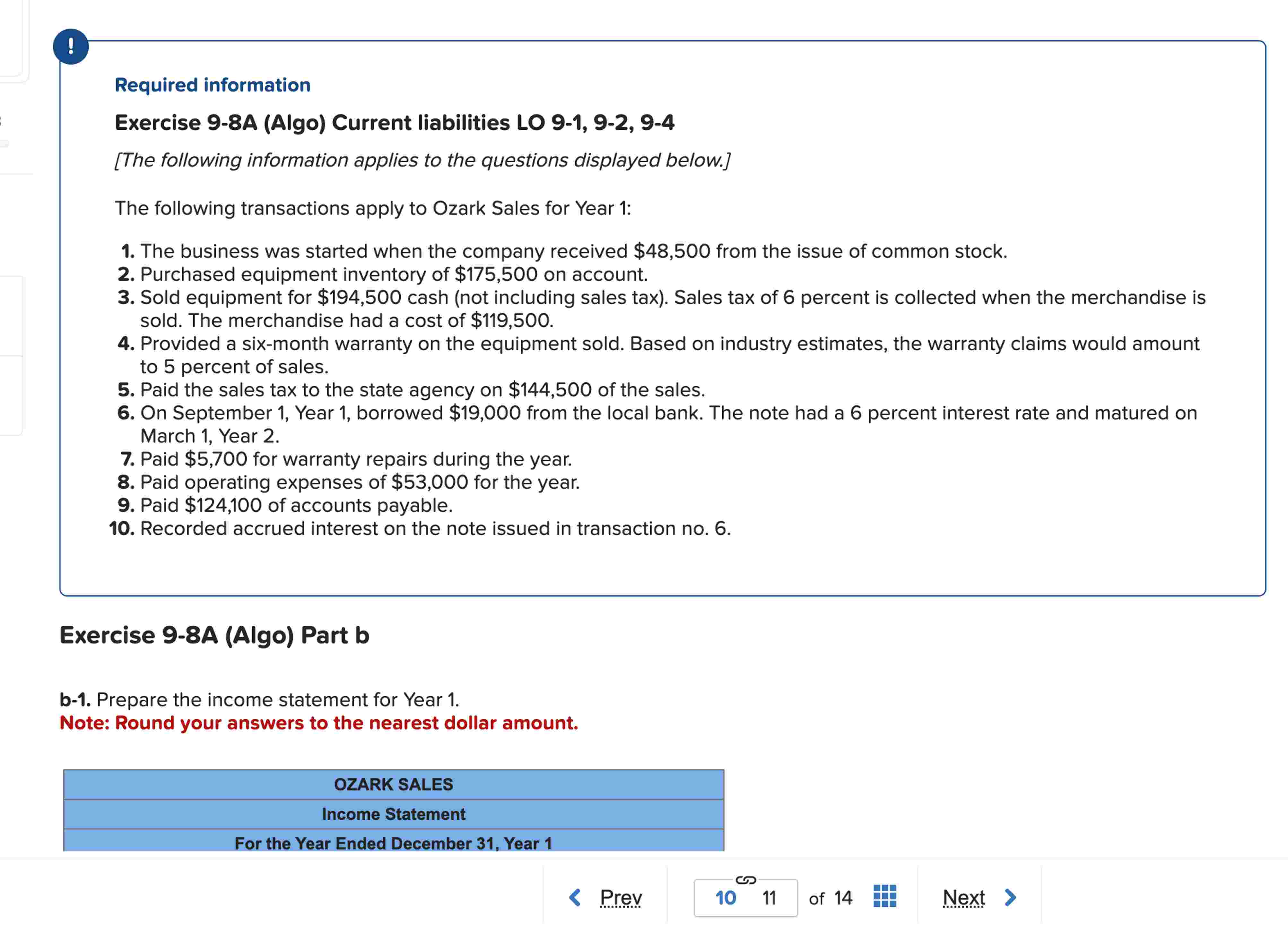Required information Exercise 9 - 8 A ( Algo )