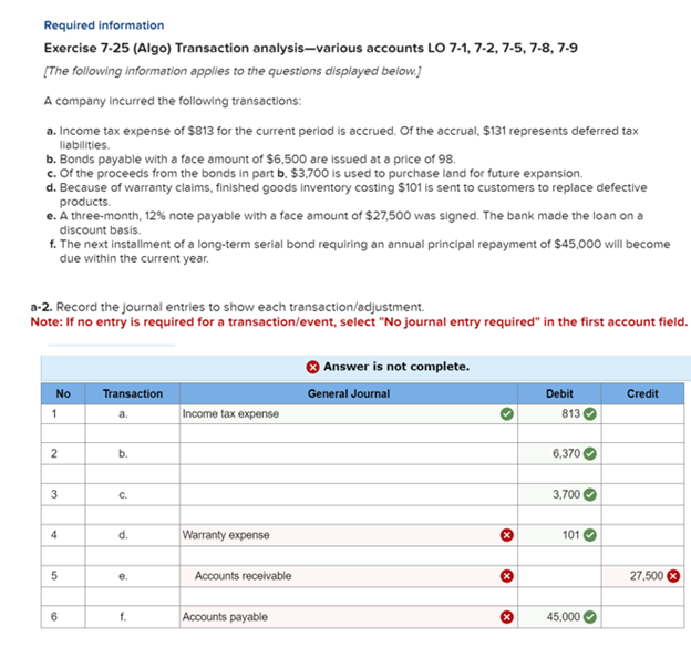 Required information Exercise 7 - 2 5 ( Algo )